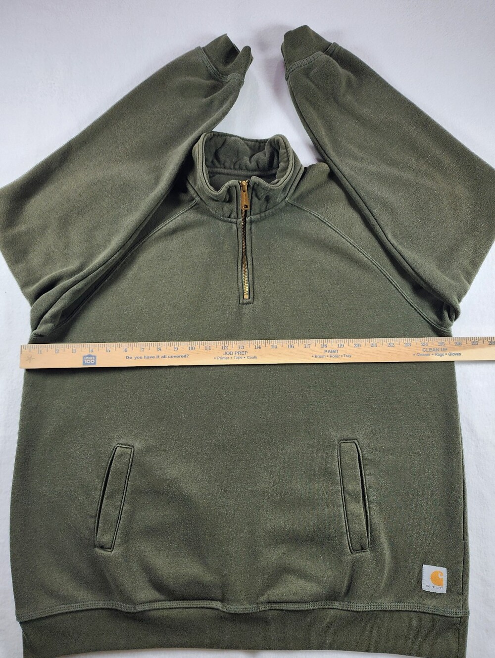 Carhartt K503 Mens XL Olive Quarter Zip Mock Neck Sweatshirt Relaxed Fit - Picture 4 of 12